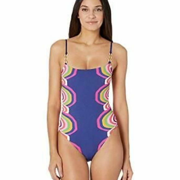 TRINA TURK 10  RAINBOW SWIRL ONE PIECE - Picture 2 of 14